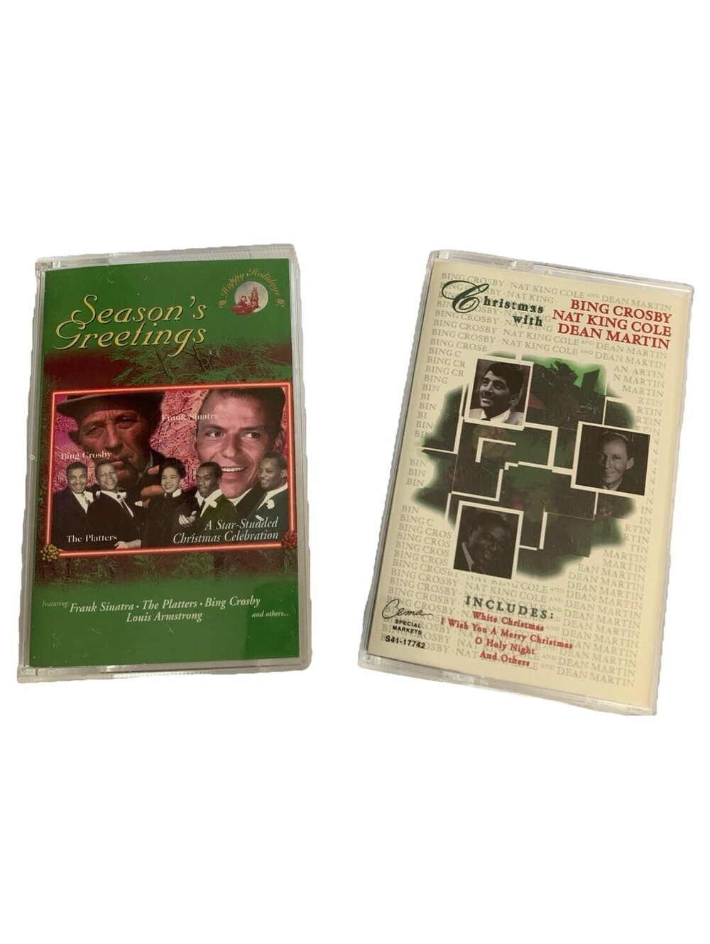 Lot Of 2 Vtg Christmas Music Cassettes Bing Crosby Dean Martin Frank Sinatra Etc
